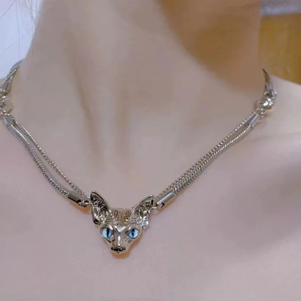 NWOT Sphinx Cat Head Necklace